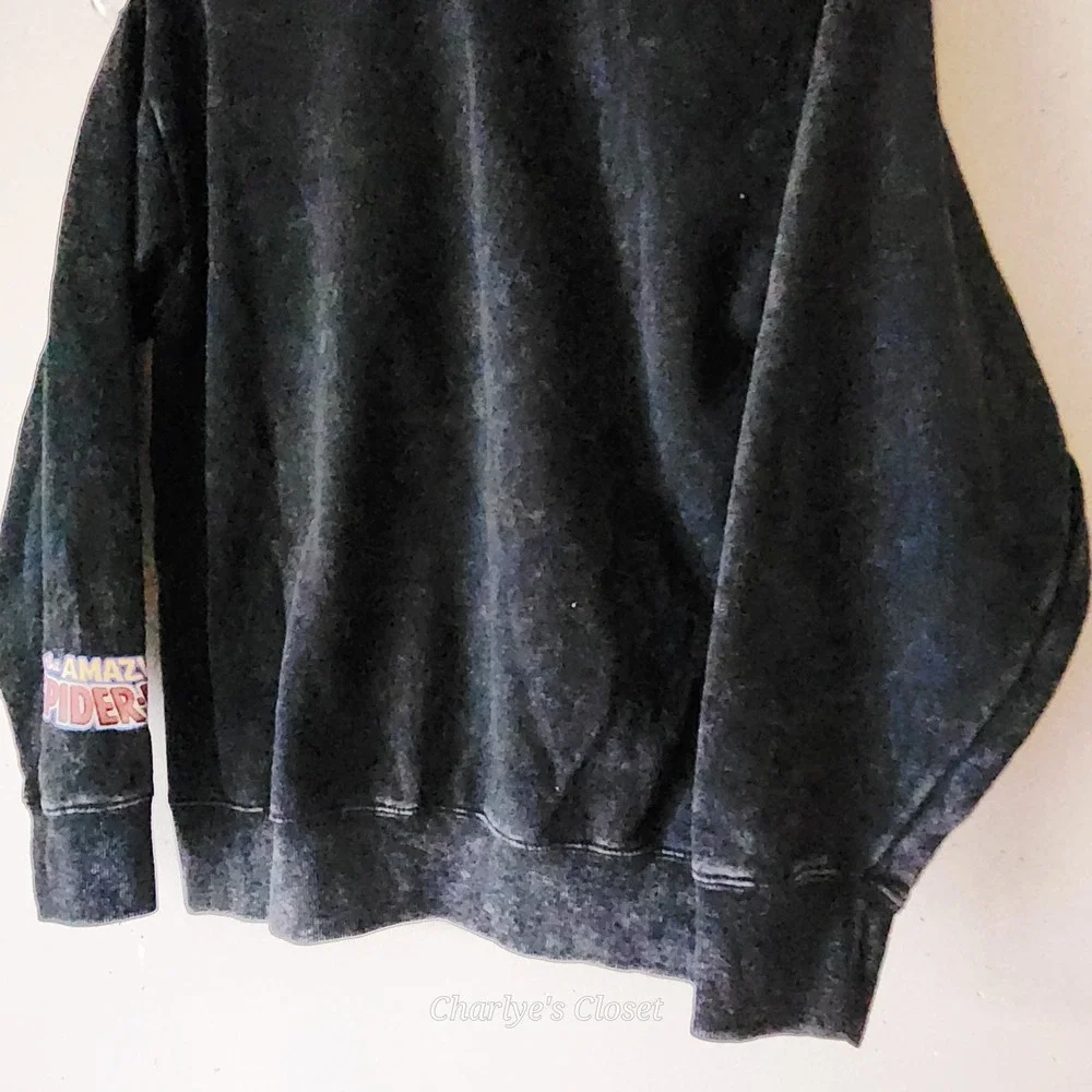 Marvel Spider-Man Black Acid Wash Comic Graphic Sweatshirt‎ M Superhero Grunge
